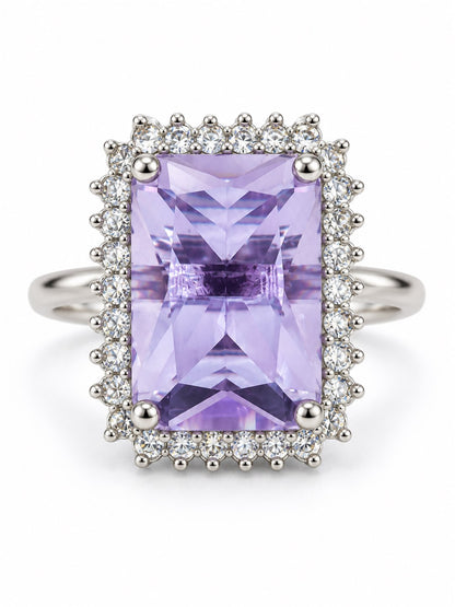 Silver Plated Lavender AD Finger Ring for Women