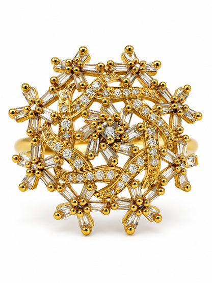 Antique Gold Plated AD Finger Ring for Women