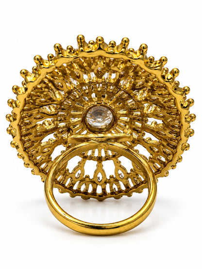 Antique Gold Plated AD Finger Ring for Women