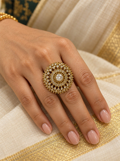 Antique Gold Plated AD Finger Ring for Women