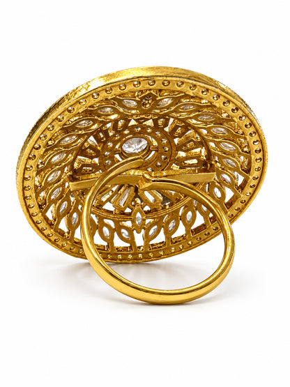 Antique Gold Plated AD Finger Ring for Women