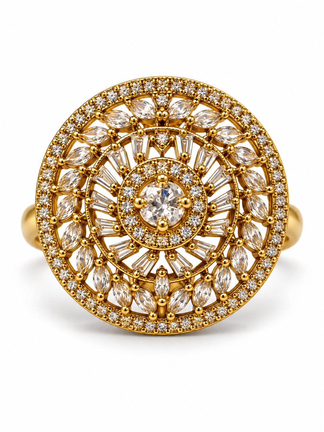 Antique Gold Plated AD Finger Ring for Women