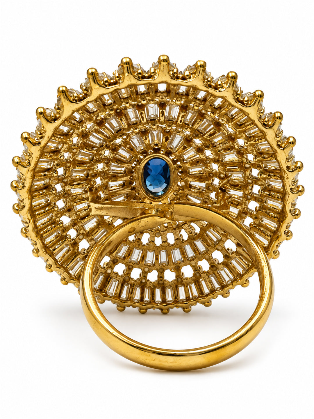 Antique Gold Plated Blue AD Finger Ring for Women