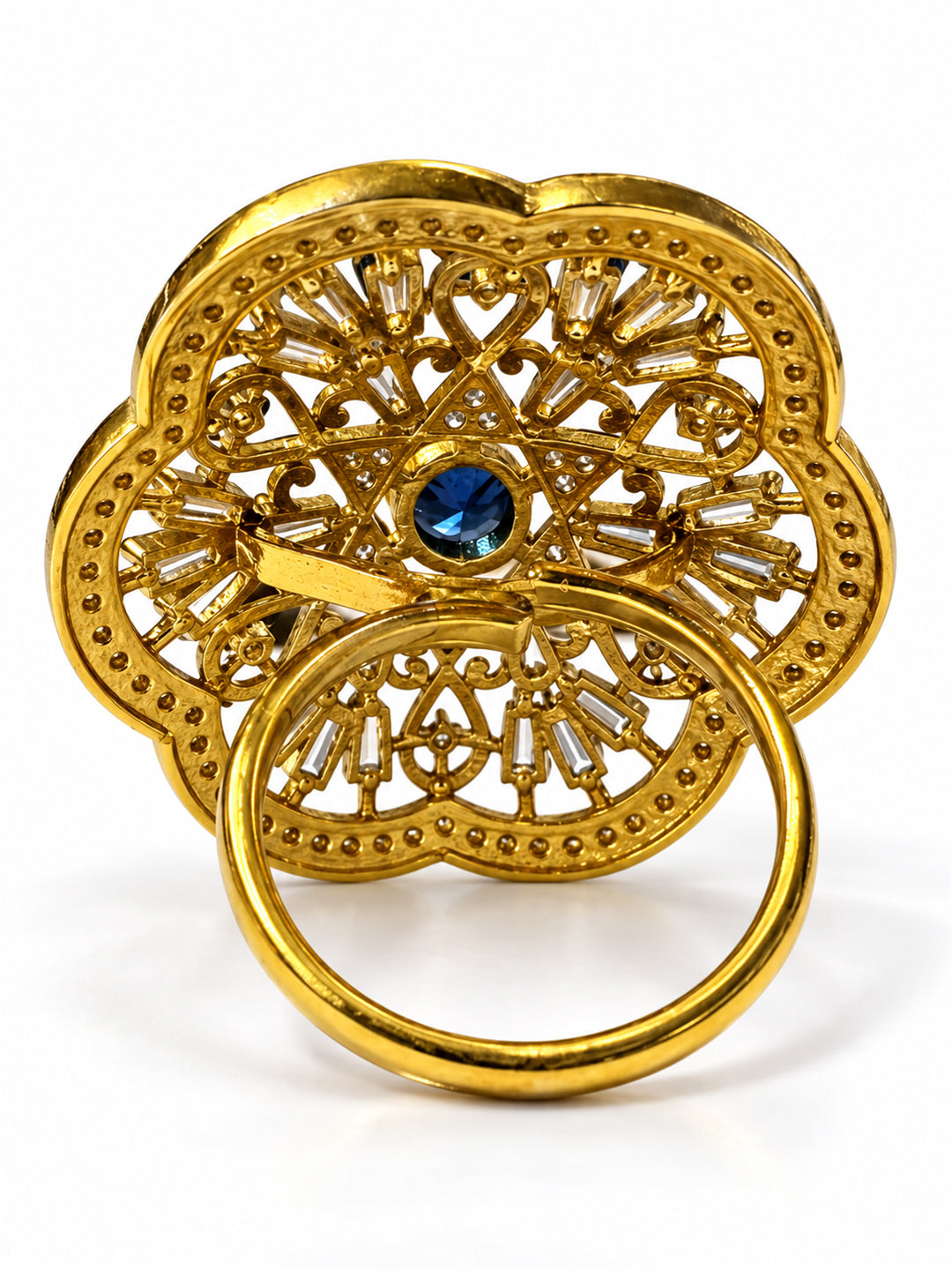 Antique Gold Plated Blue AD Finger Ring for Women