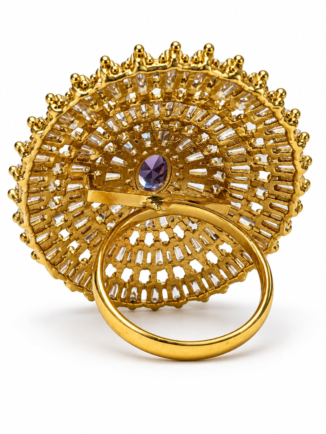 Antique Gold Plated Purple AD Finger Ring for Women