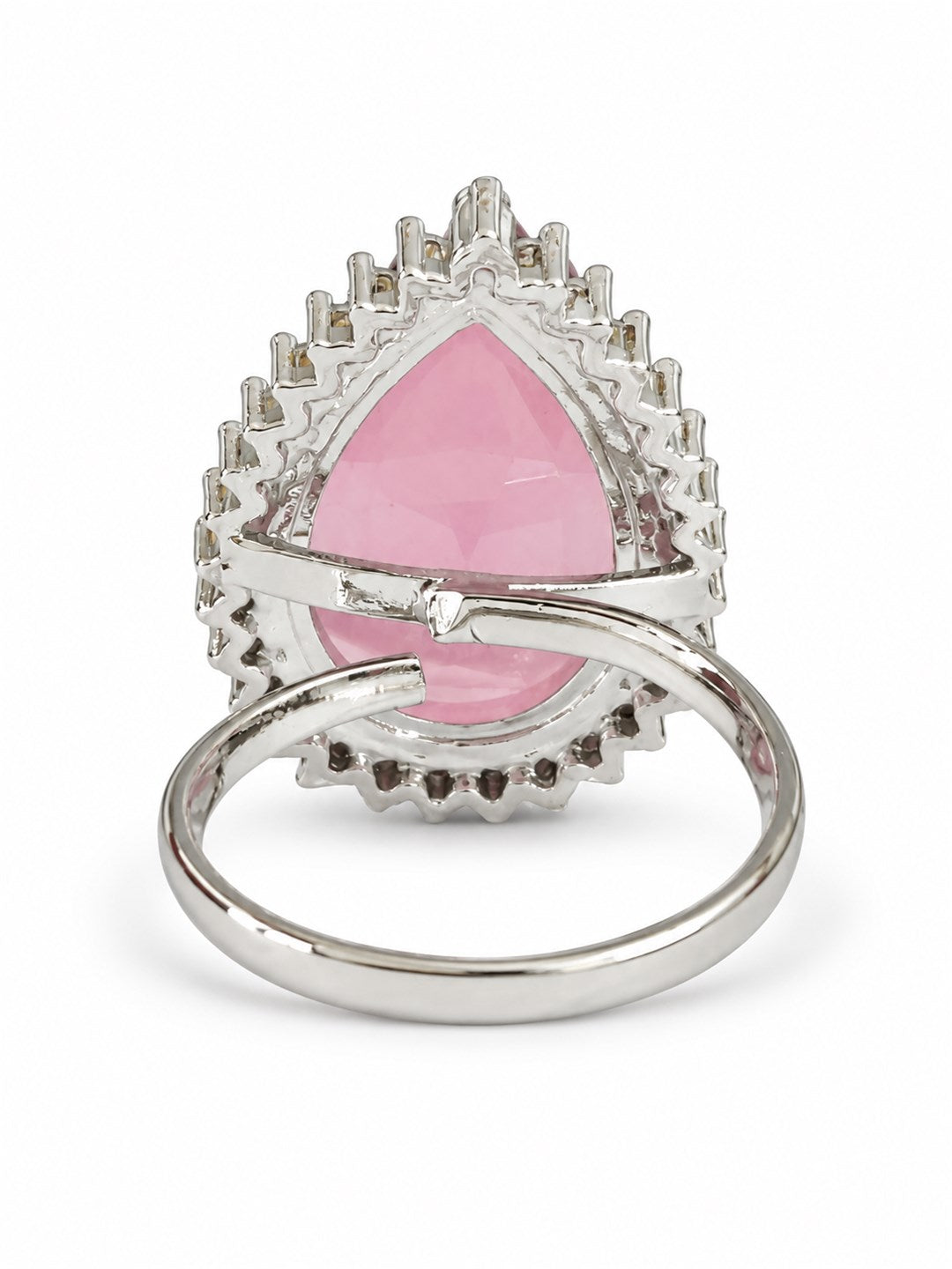 Silver Plated Pink AD Finger Ring for Women