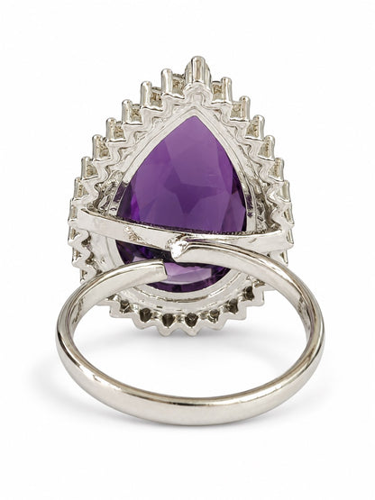 Silver Plated Purple AD Finger Ring for Women