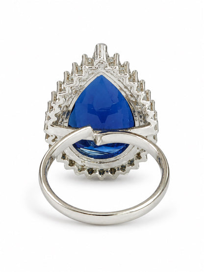 Silver Plated Blue AD Finger Ring for Women
