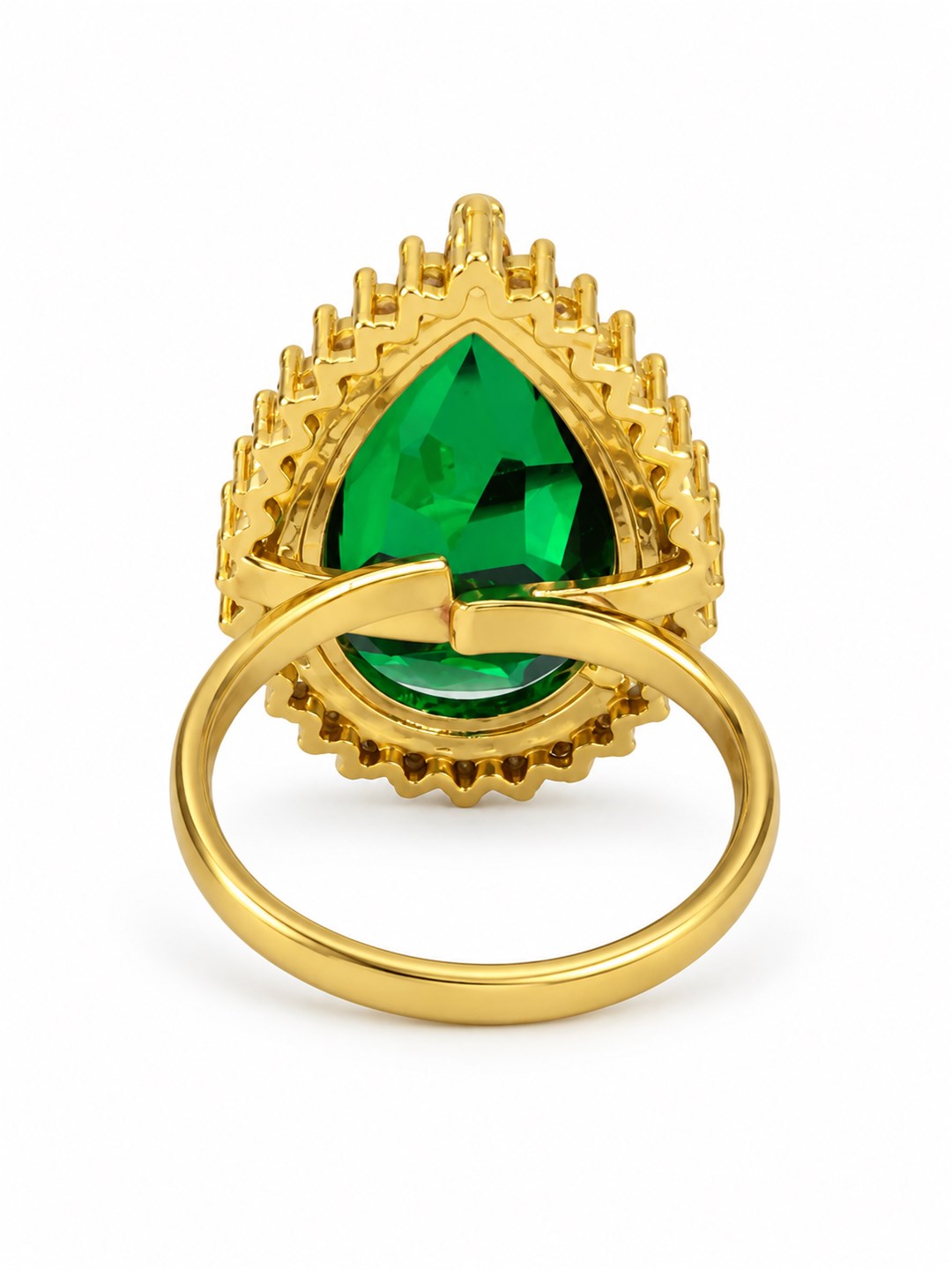 South Indian Gold Plated Green AD Finger Ring for Women