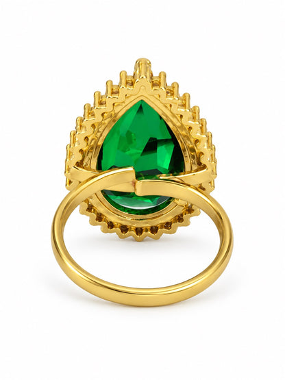 South Indian Gold Plated Green AD Finger Ring for Women