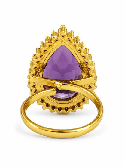 South Indian Gold Plated Purple AD Finger Ring for Women