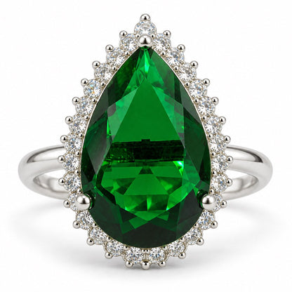 Silver Plated Green AD Finger Ring for Women