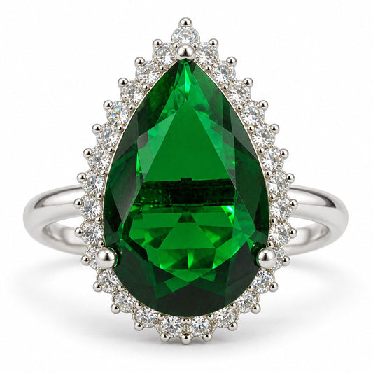 Silver Plated Green AD Finger Ring for Women