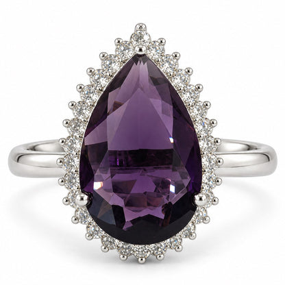 Silver Plated Purple AD Finger Ring for Women