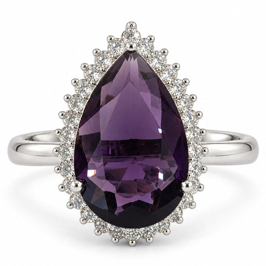 Silver Plated Purple AD Finger Ring for Women