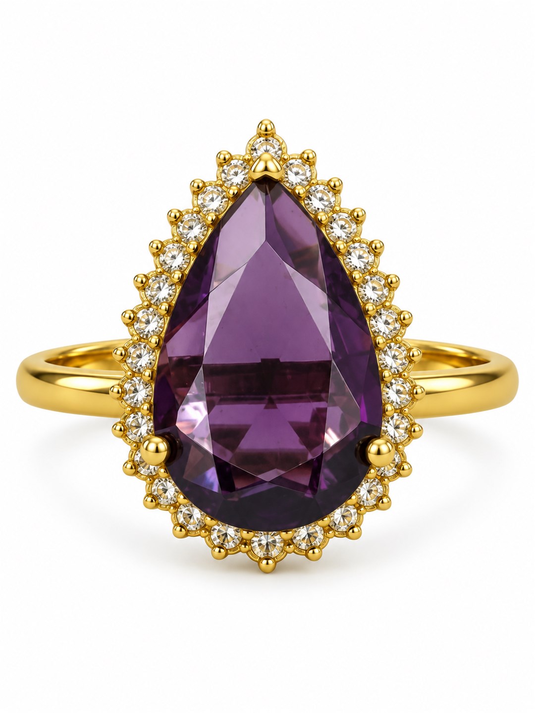 South Indian Gold Plated Purple AD Finger Ring for Women