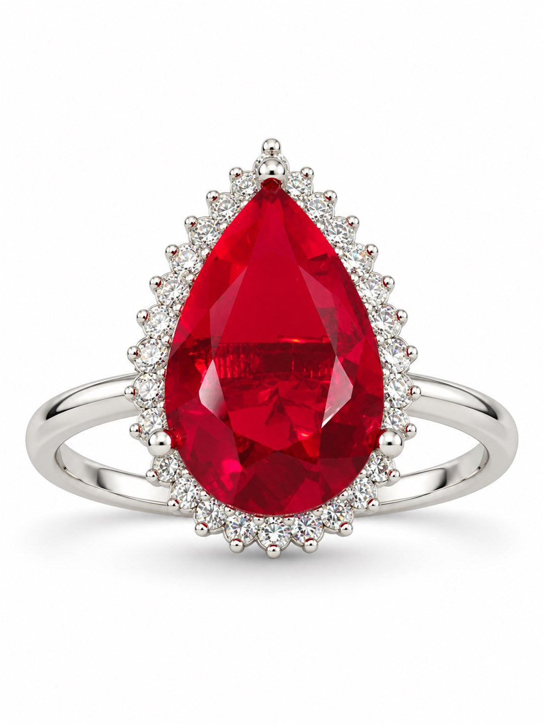 Silver Plated Red AD Finger Ring for Women