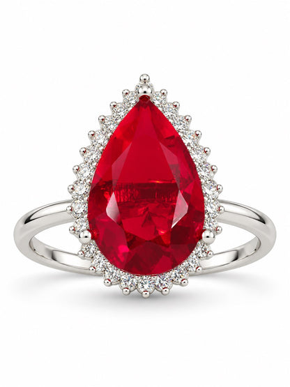 Silver Plated Red AD Finger Ring for Women