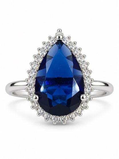 Silver Plated Blue AD Finger Ring for Women
