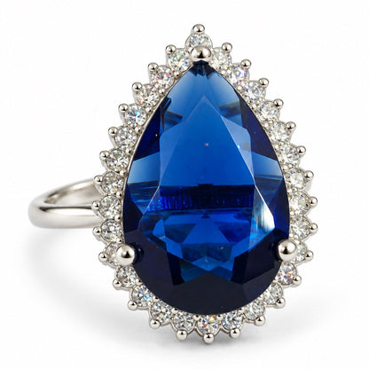 Silver Plated Blue AD Finger Ring for Women
