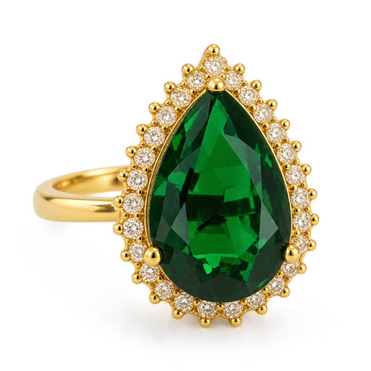 South Indian Gold Plated Green AD Finger Ring for Women