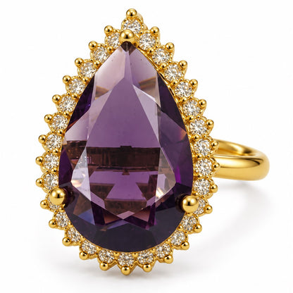 South Indian Gold Plated Purple AD Finger Ring for Women