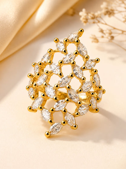 Gold Plated AD Finger Ring for Women