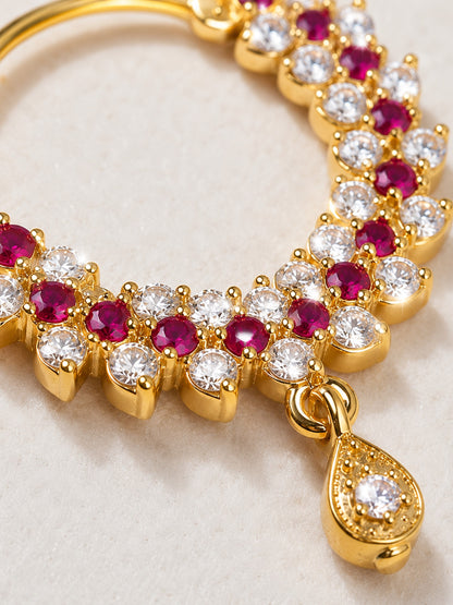 Gold Plated Red AD Nosering for Women