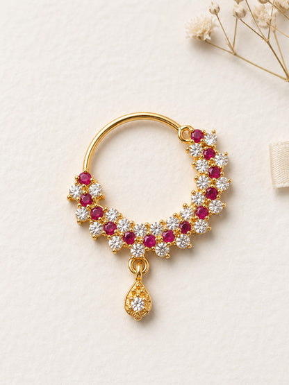 Gold Plated Red AD Nosering for Women