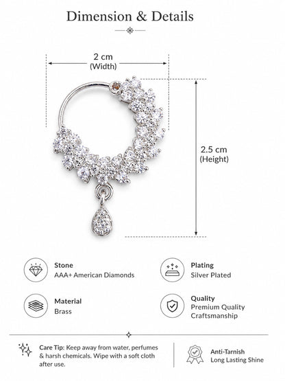 Silver Plated AD Nosering for Women