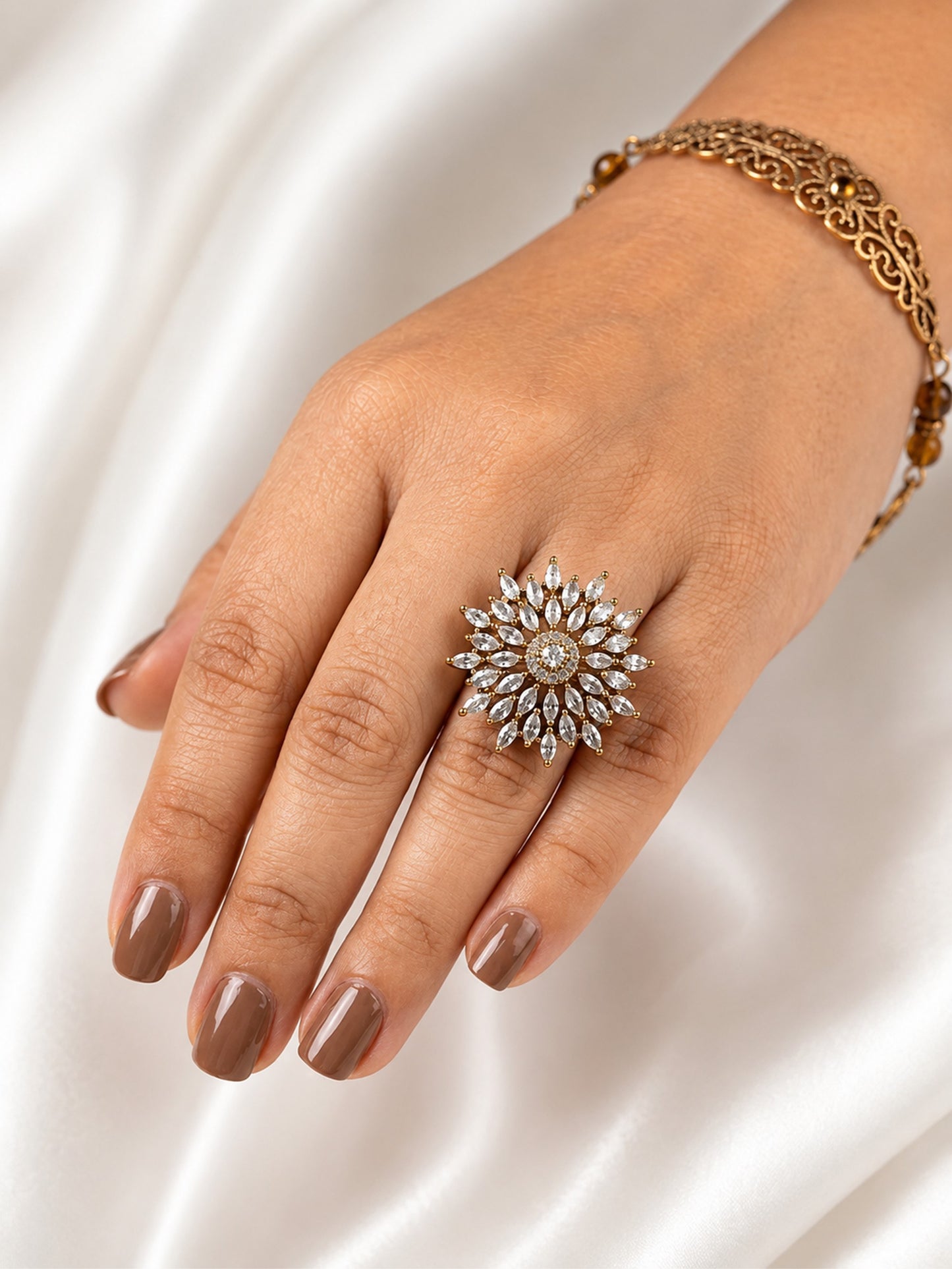 Antique Gold Plated AD Finger Ring for Women