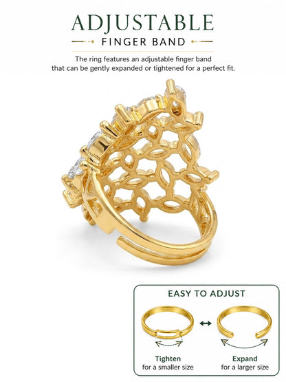 Gold Plated AD Finger Ring for Women