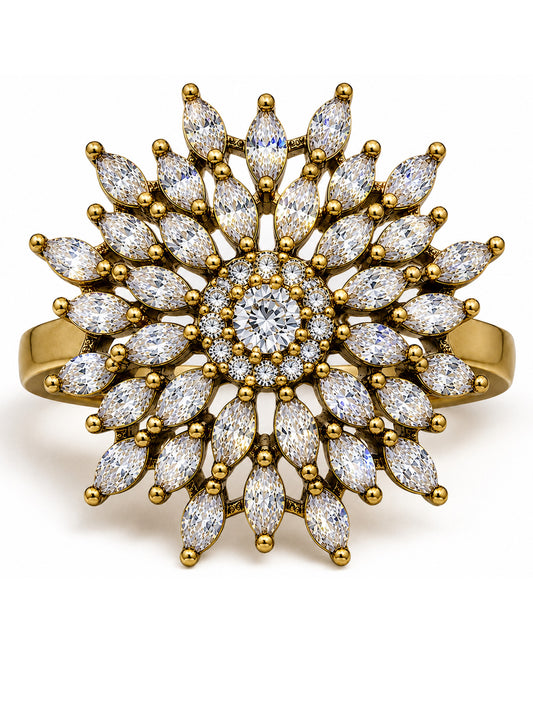 Antique Gold Plated AD Finger Ring for Women