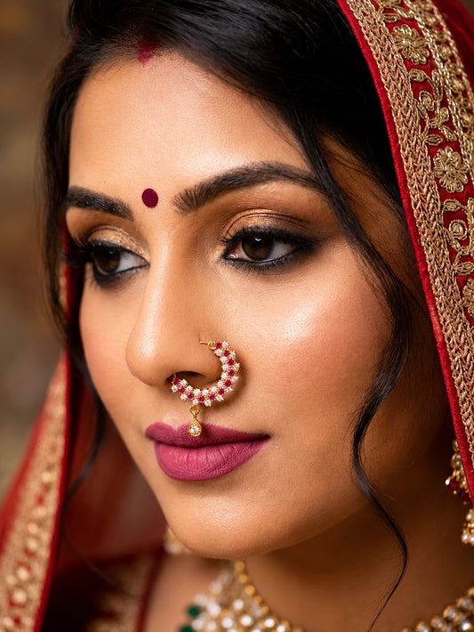 Gold Plated Red AD Nosering for Women