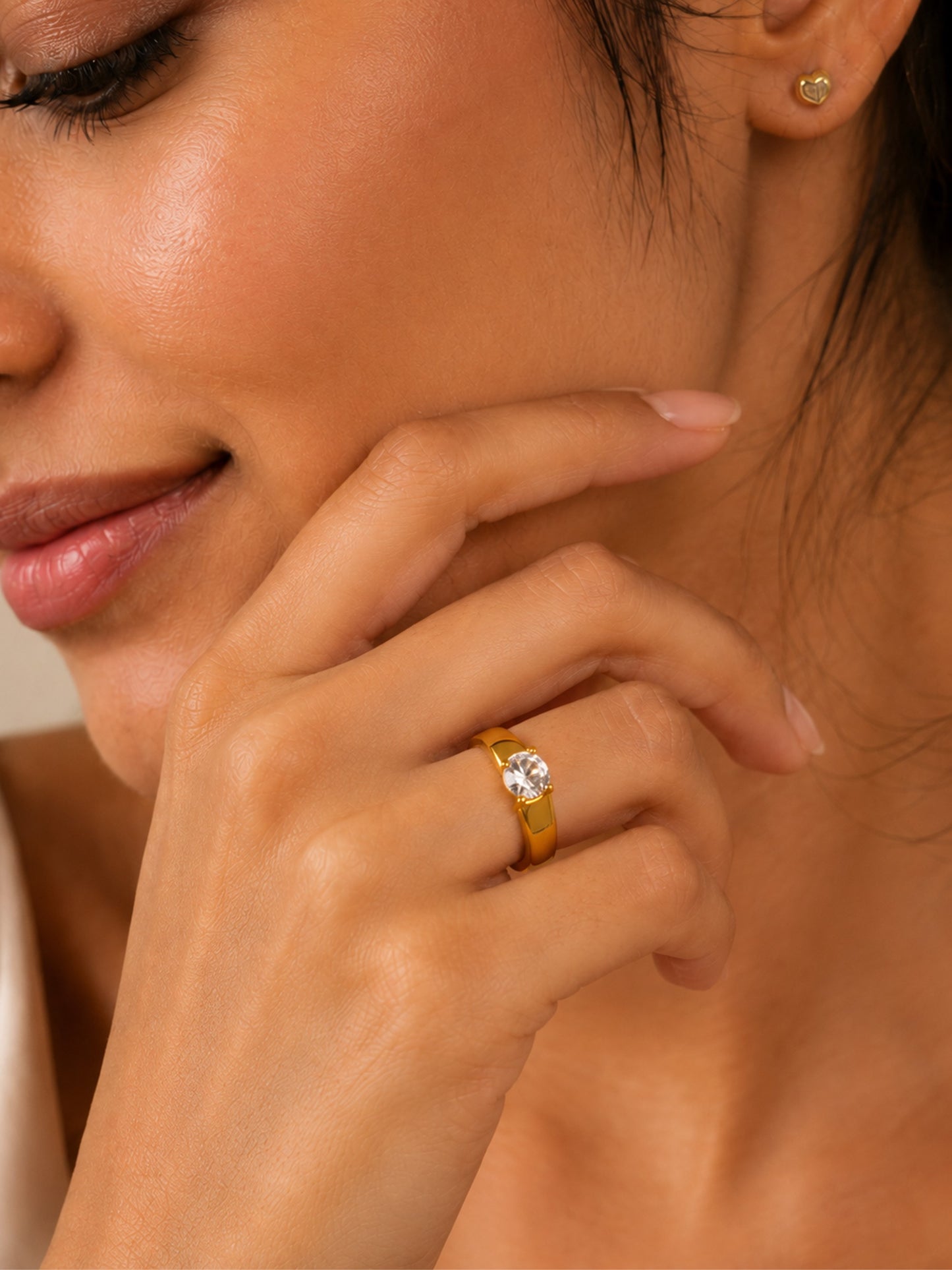 Trendy Set of Two Solitaire American Diamond Adjustable Couple Rings