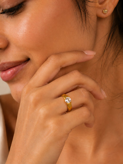 Trendy Set of Two Solitaire American Diamond Adjustable Couple Rings