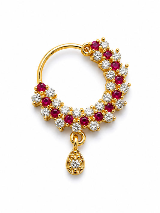 Gold Plated Red AD Nosering for Women