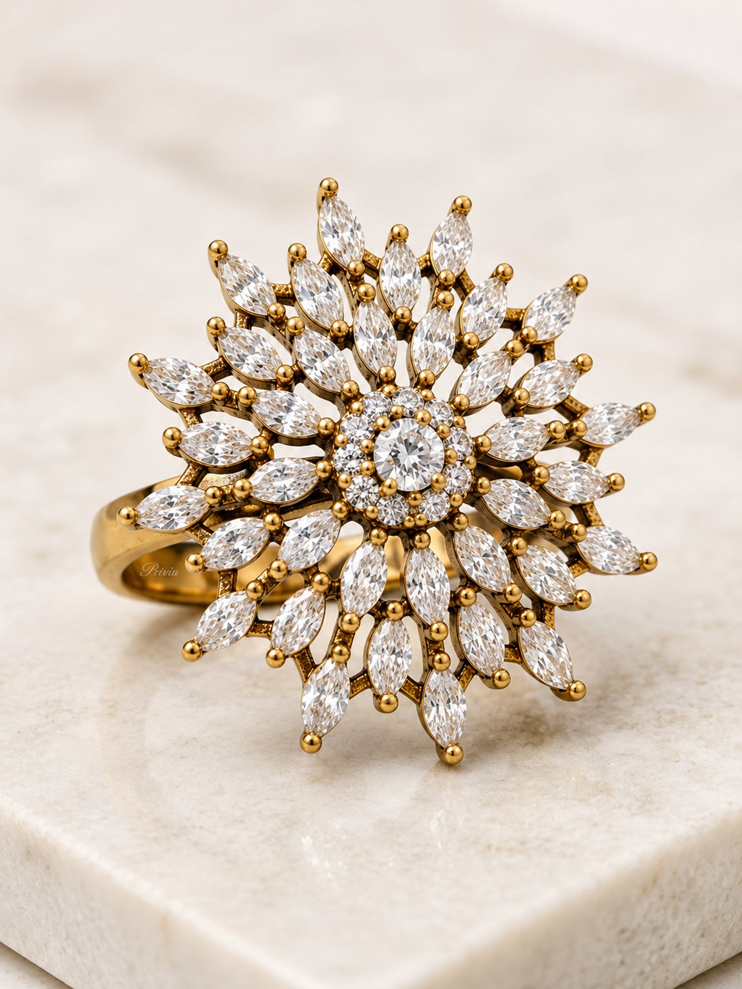 Antique Gold Plated AD Finger Ring for Women