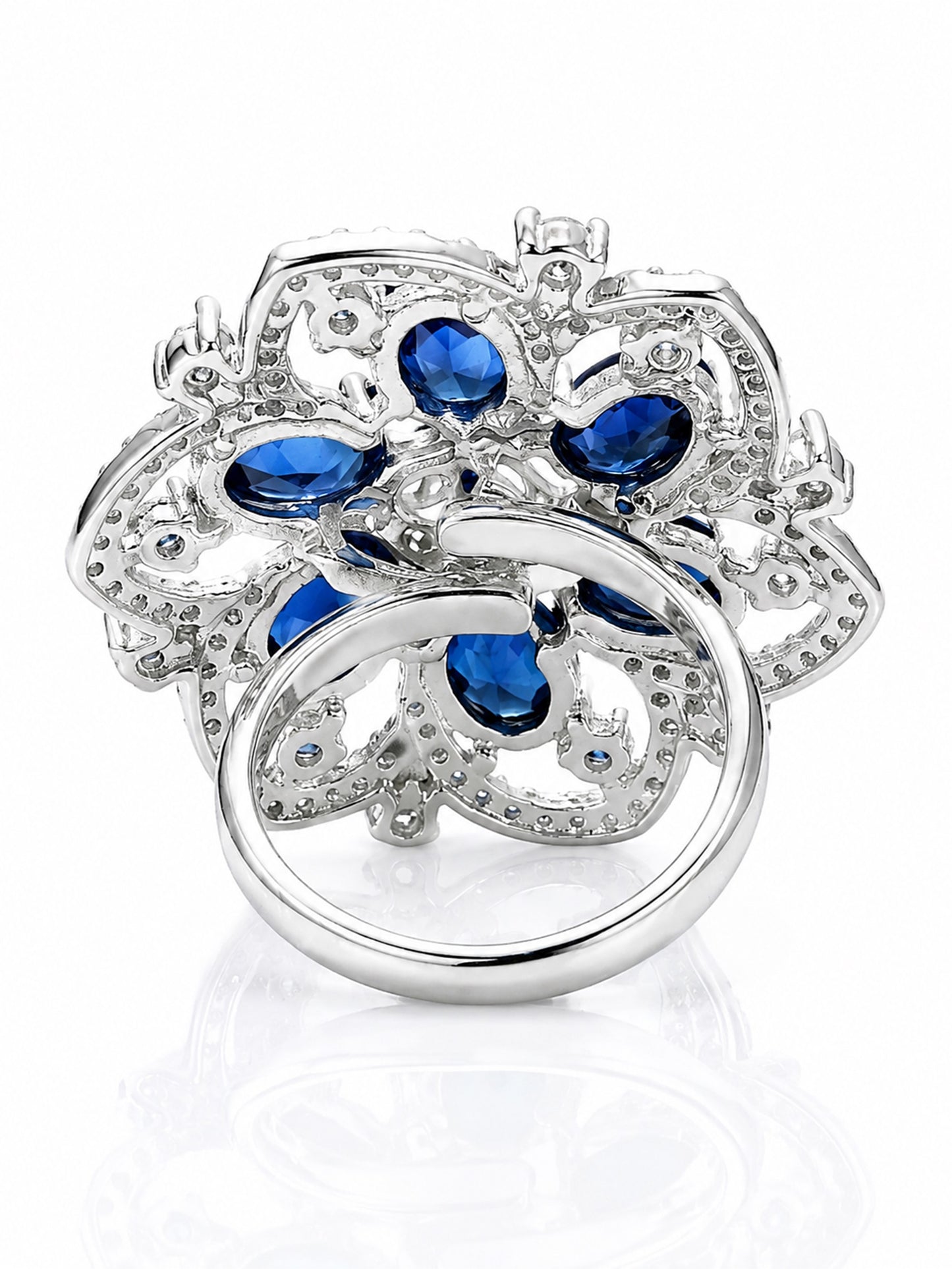 Silver Plated Blue AD Finger Ring for Women