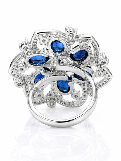 Silver Plated Blue AD Finger Ring for Women