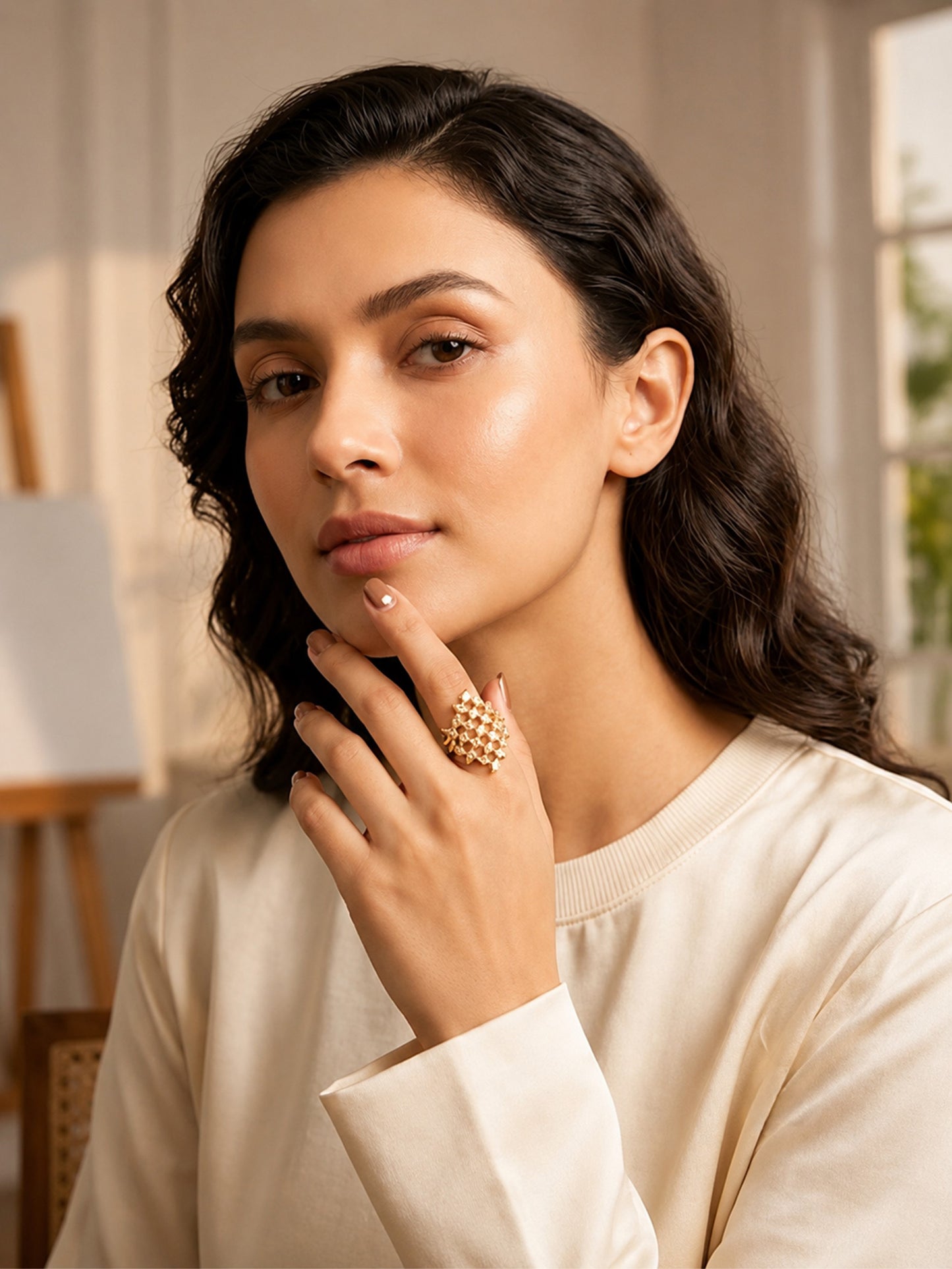 Gold Plated AD Finger Ring for Women