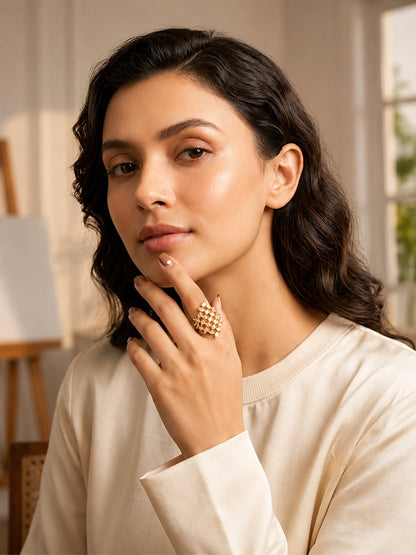 Gold Plated AD Finger Ring for Women