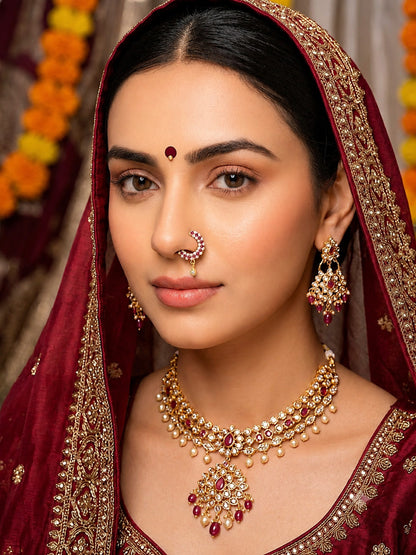 Gold Plated Red AD Nosering for Women