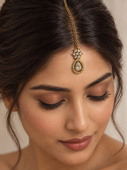 South Indian Gold Plated AD Maang Tikka for Women