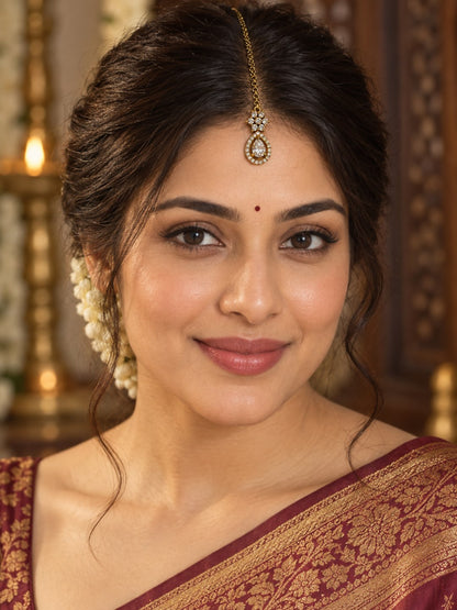 South Indian Gold Plated AD Maang Tikka for Women