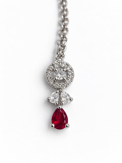 Silver Plated Red AD Maang Tikka for Women