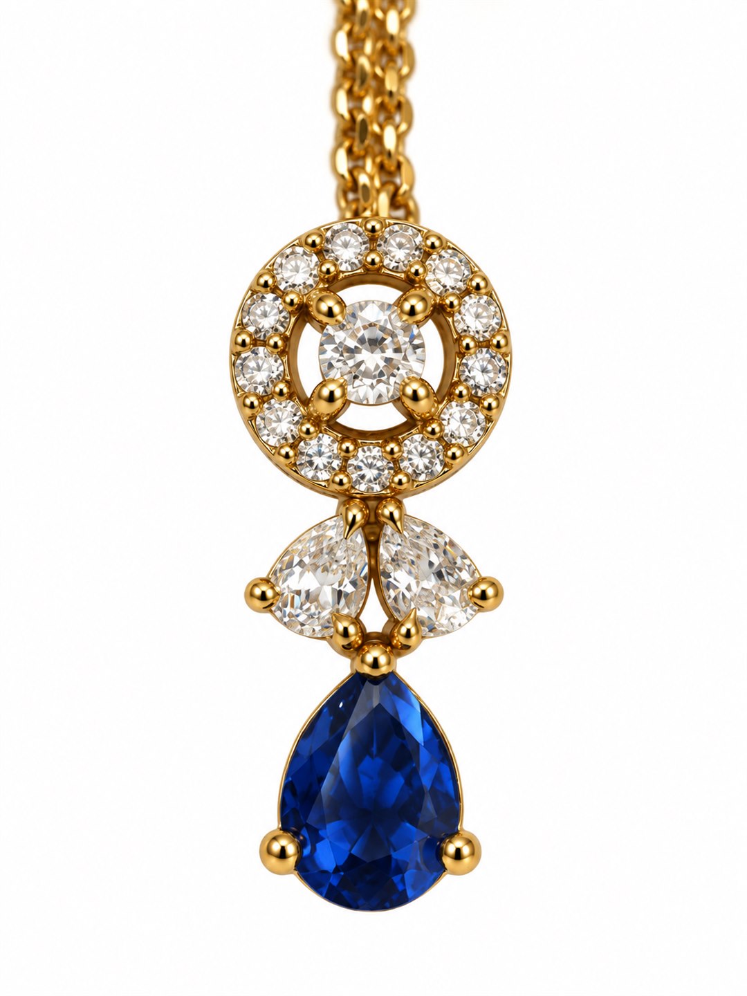 South Indian Gold Plated Blue AD Maang Tikka for Women