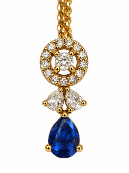 South Indian Gold Plated Blue AD Maang Tikka for Women