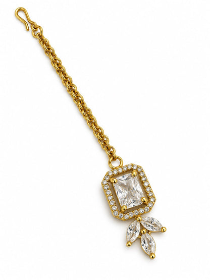 South Indian Gold Plated AD Maang Tikka for Women
