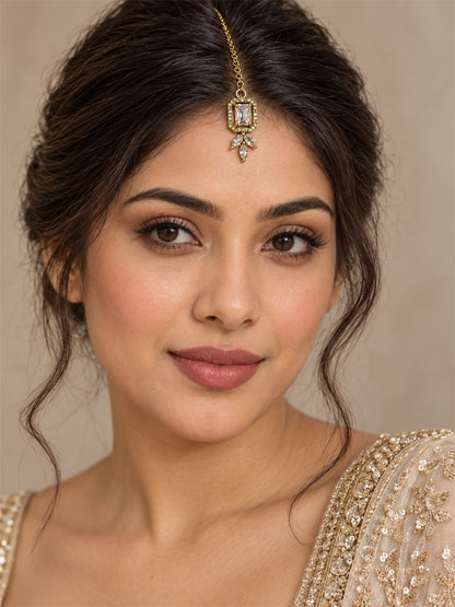 South Indian Gold Plated AD Maang Tikka for Women